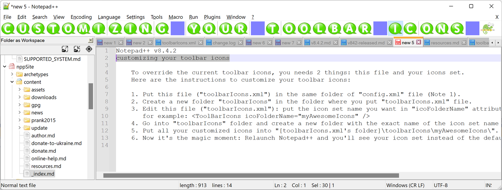 download the new Notepad++ 8.5.7